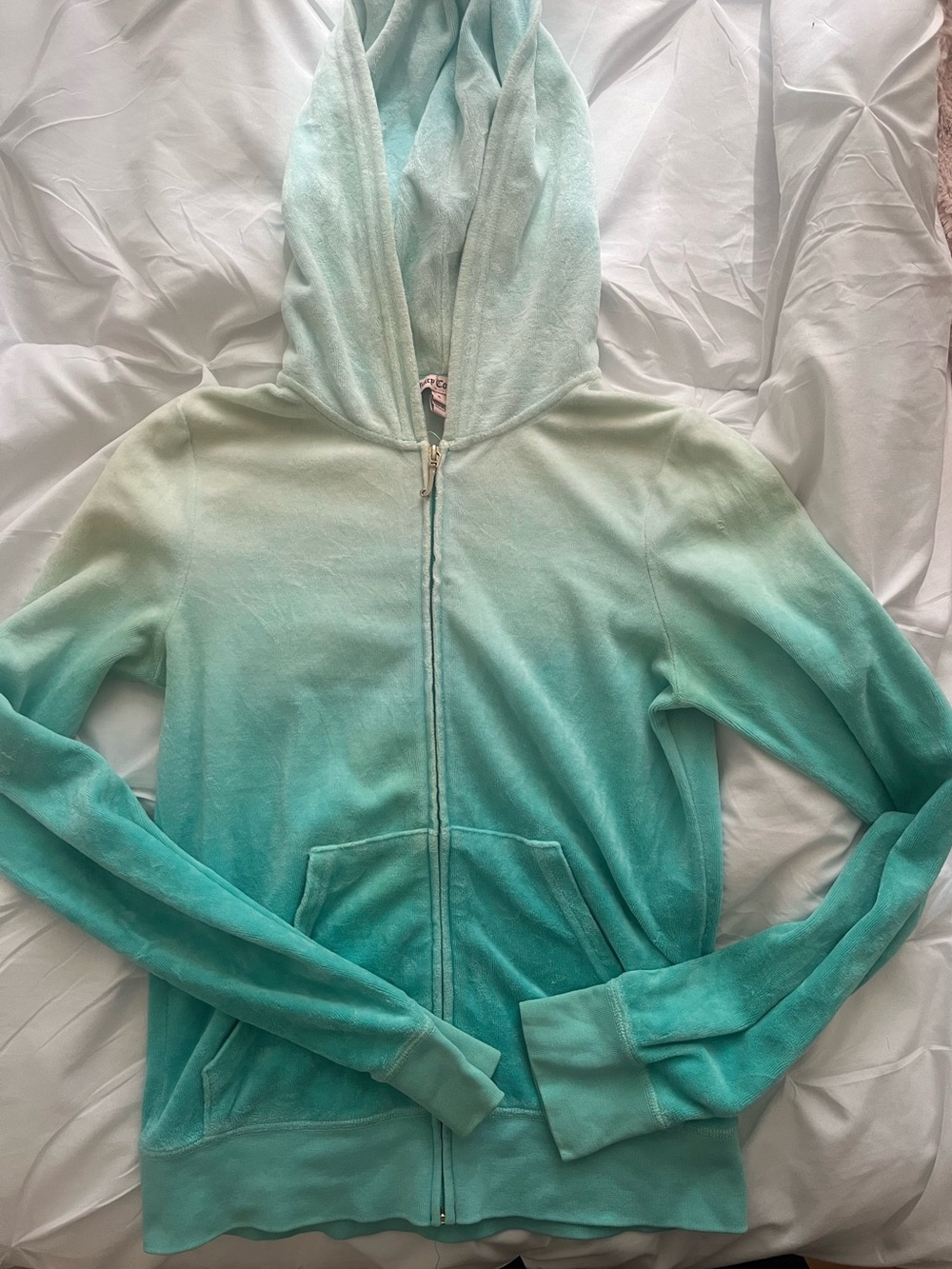 Juicy Couture Ombre Teal Zip Hoodie Sweater - Women